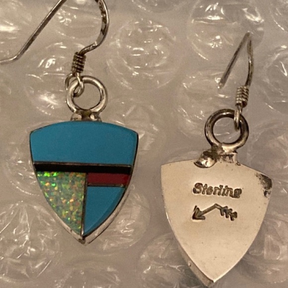 Southwest Multi-stone Inlay Earrings - New without tags - Picture 5 of 5